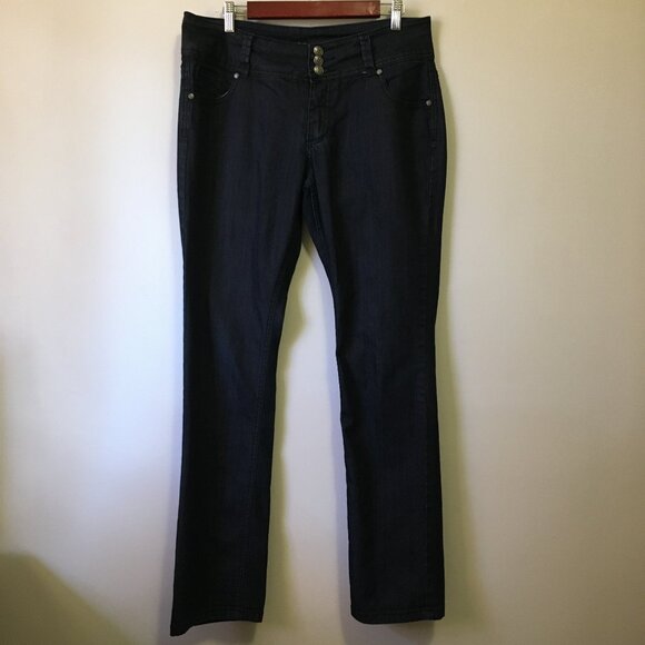 Y2K Liquid X Dark Dark Triple Button Denim Jeans - Picture 1 of 16